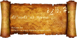 Árpási Hanna névjegykártya